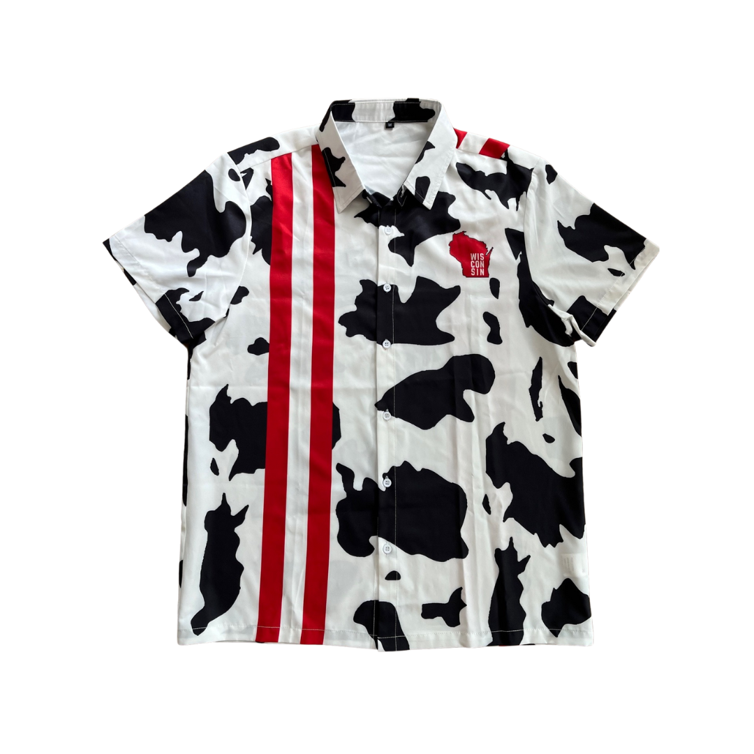 Red/White Cow Retro Button-Down