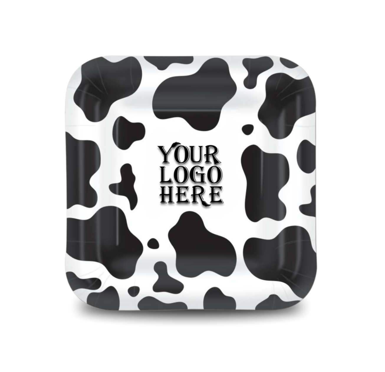 9" Square Cow Paper Plate